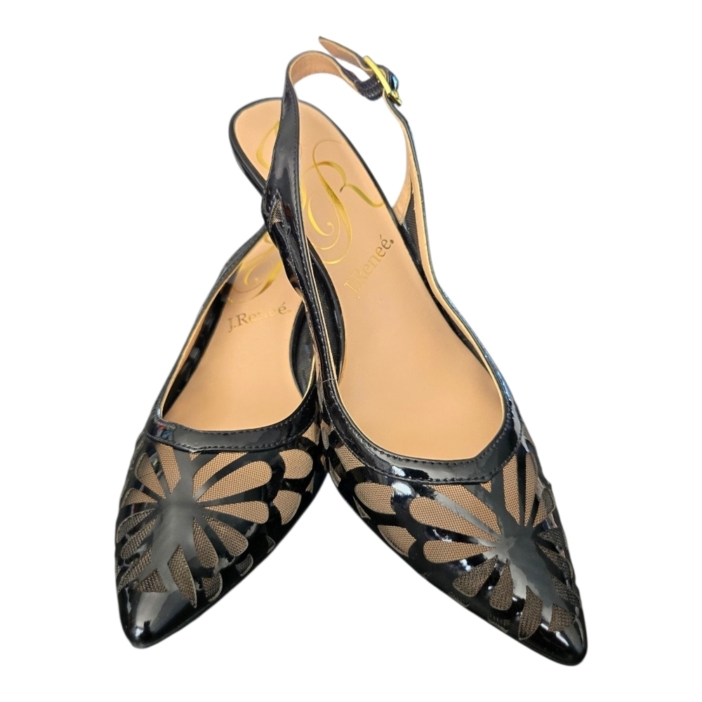J.Renee Elegant Black Slingback Heels, Size 7M